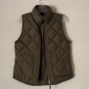J. Crew Dark Green Quilted Women's Vest